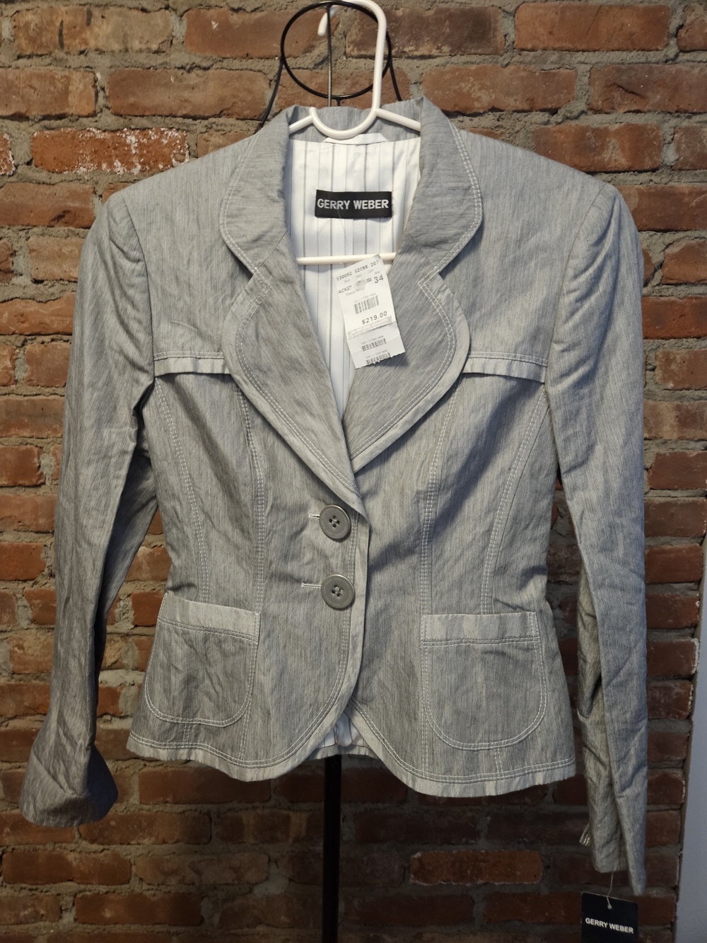 Gerry Weber Light Grey Linen/Cotton  Women's Tailored Blazer